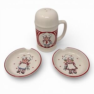 3pc 1990 NIB "Campbell Kids" Soup Kitchen Salt Pepper‎ Shakers Spoon Drip Holder